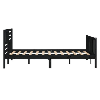 Estrutura de cama casal 135x190 cm madeira maciça preto