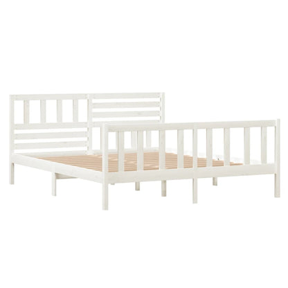 Estrutura de cama 140x190 cm madeira maciça branco