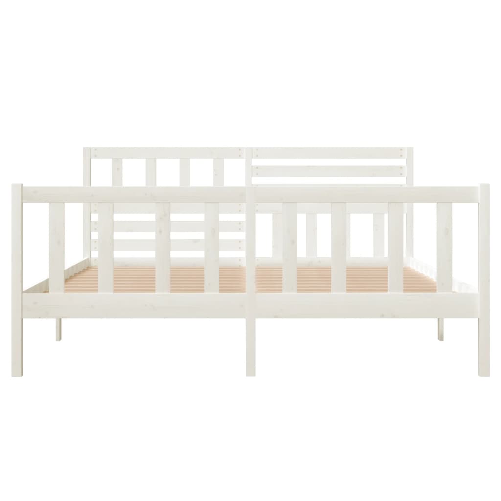 Estrutura de cama 140x190 cm madeira maciça branco