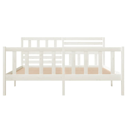 Estrutura de cama 140x190 cm madeira maciça branco