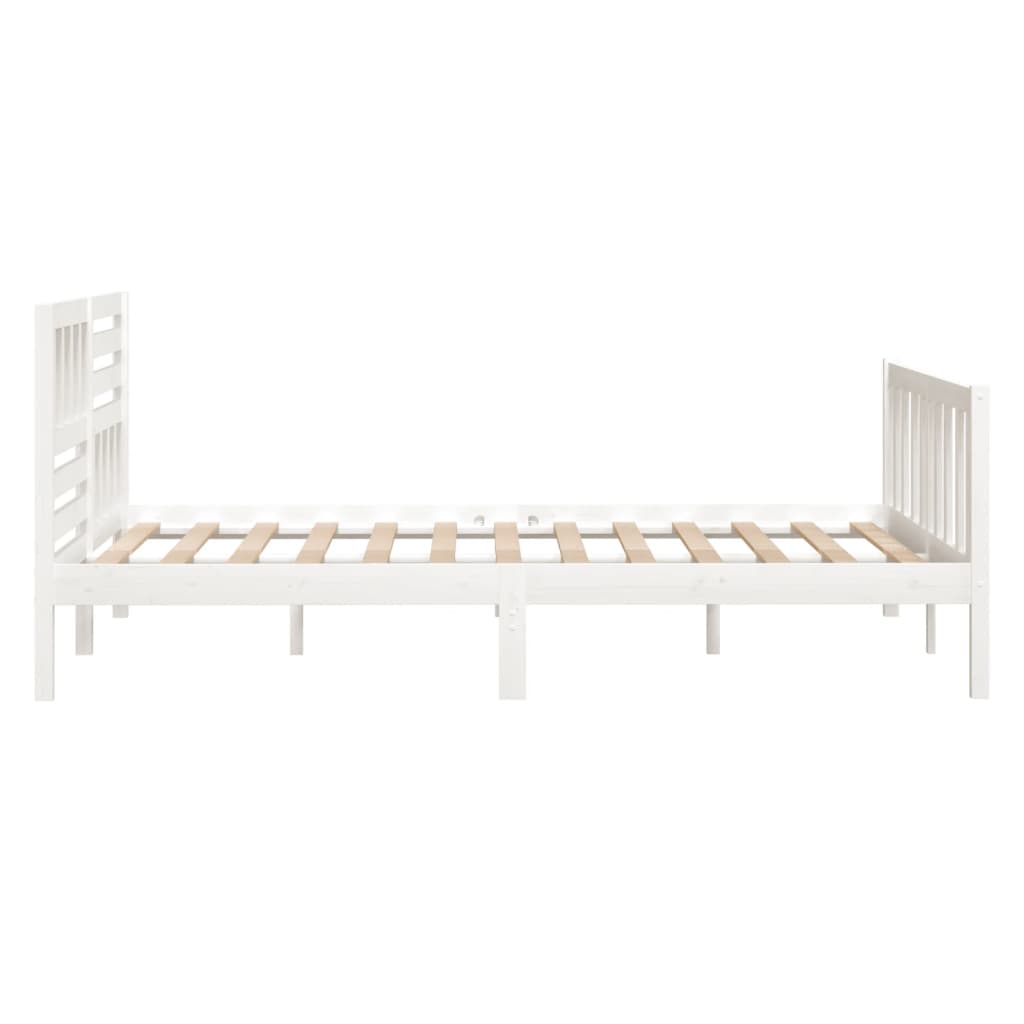 Estrutura de cama 140x190 cm madeira maciça branco