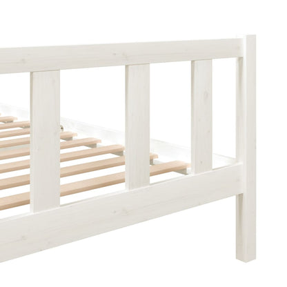 Estrutura de cama 140x190 cm madeira maciça branco