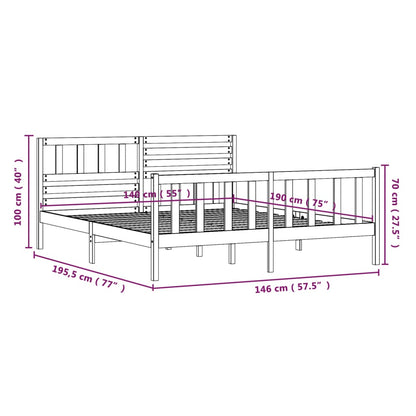 Estrutura de cama 140x190 cm madeira maciça branco