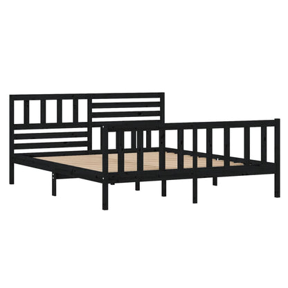 Estrutura de cama 140x190 cm madeira maciça preto