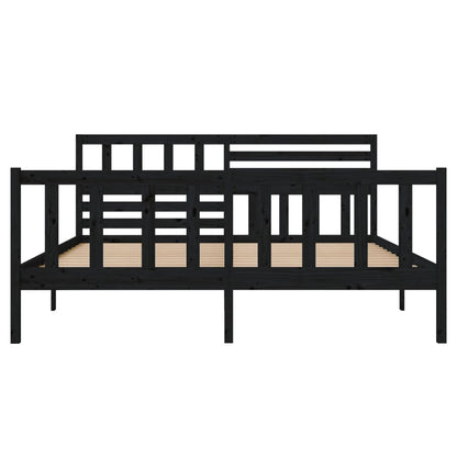 Estrutura de cama 140x190 cm madeira maciça preto