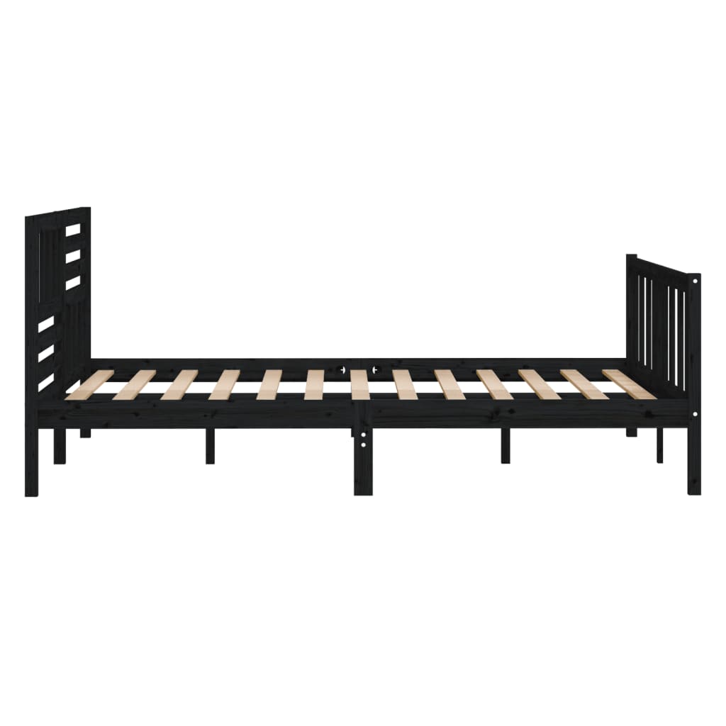 Estrutura de cama 140x190 cm madeira maciça preto