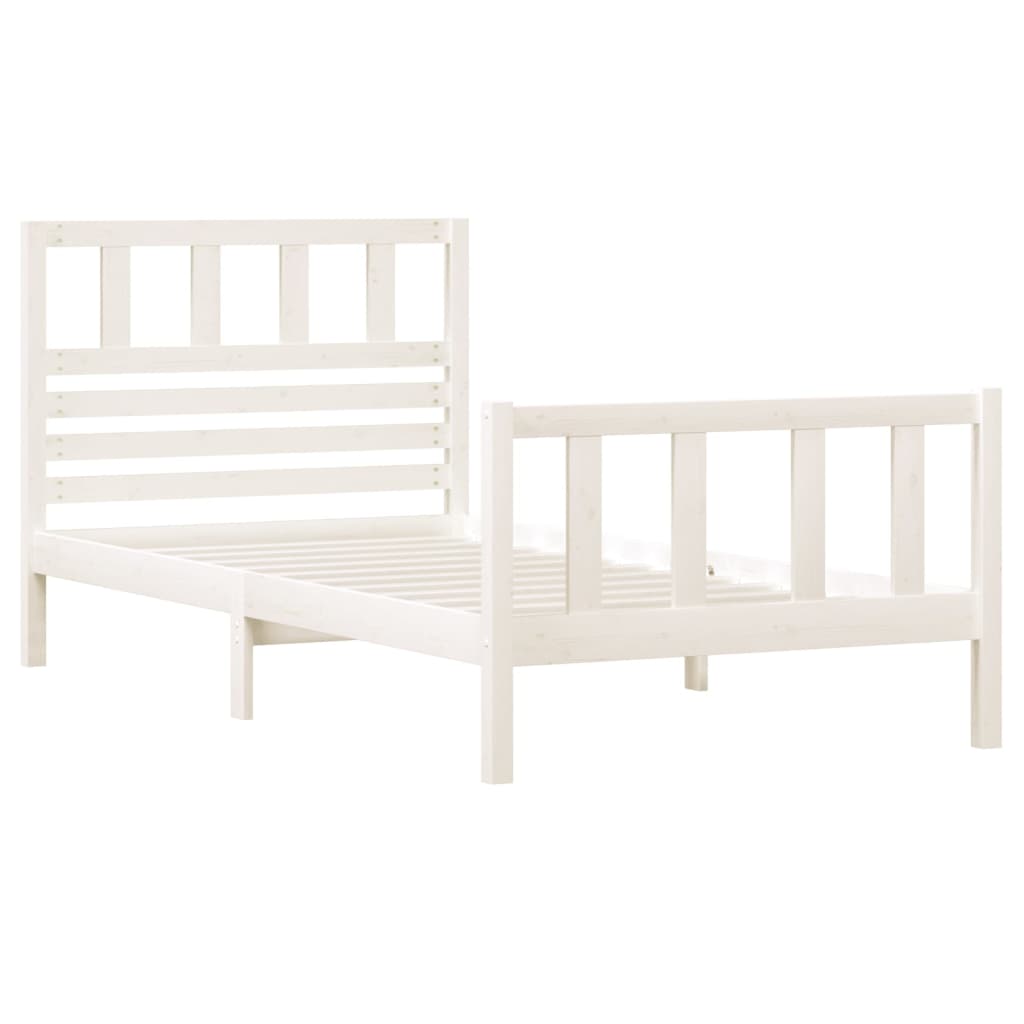 Estrutura de cama 90x200 cm madeira maciça branco