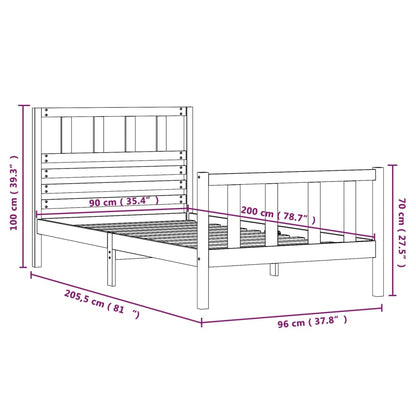 Estrutura de cama 90x200 cm madeira maciça branco