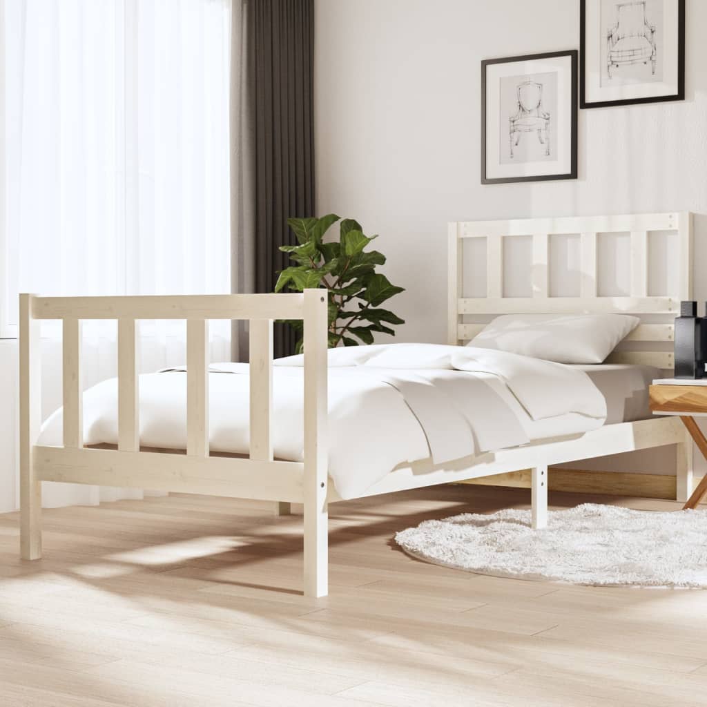 Estrutura de cama 90x200 cm madeira maciça branco