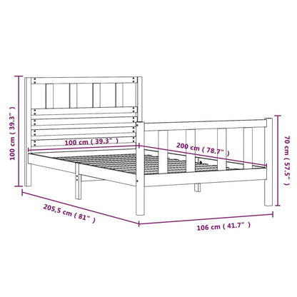 Estrutura de cama 100x200 cm madeira maciça