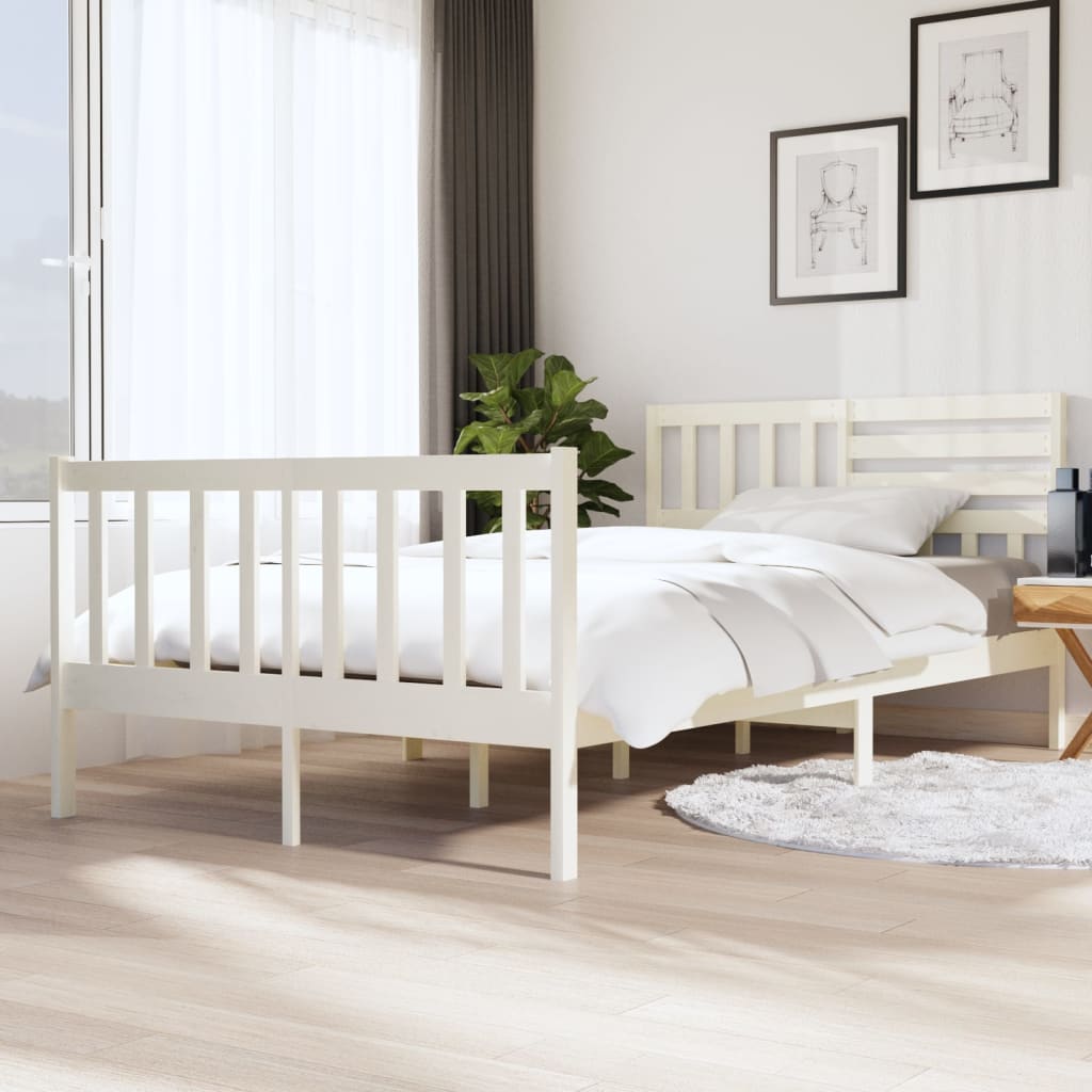 Estrutura de cama 120x200 cm madeira maciça branco