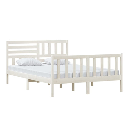 Estrutura de cama 140x200 cm madeira maciça branco