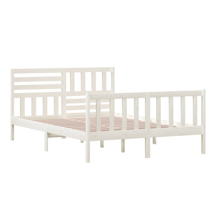 Estrutura de cama 140x200 cm madeira maciça branco