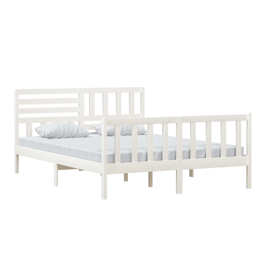 Estrutura de cama king 150x200 cm madeira maciça branco