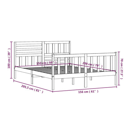 Estrutura de cama king 150x200 cm madeira maciça branco