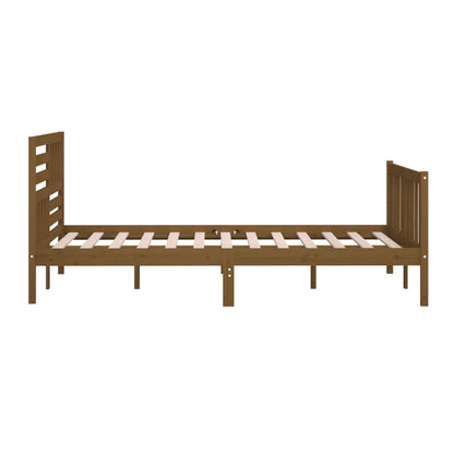 Estrutura cama king 150x200 cm madeira maciça castanho-mel