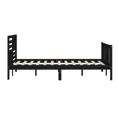 Estrutura de cama king 150x200 cm madeira maciça preto