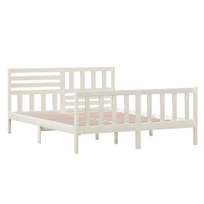 Estrutura de cama 160x200 cm madeira maciça branco