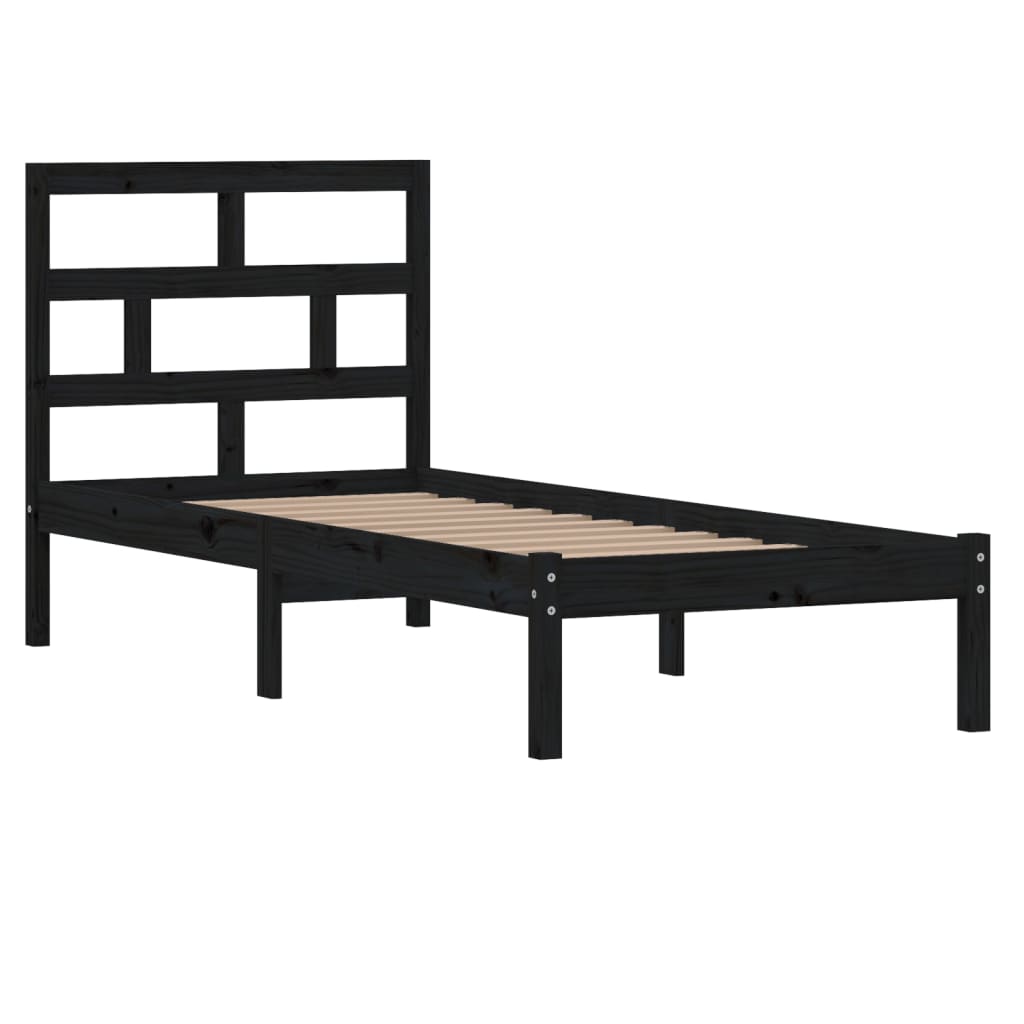 Estrutura cama pequena solteiro 75x190 cm madeira maciça preto