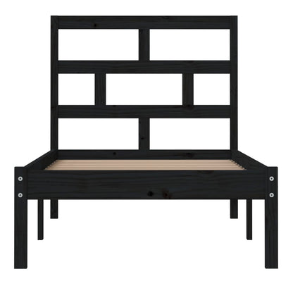 Estrutura cama pequena solteiro 75x190 cm madeira maciça preto