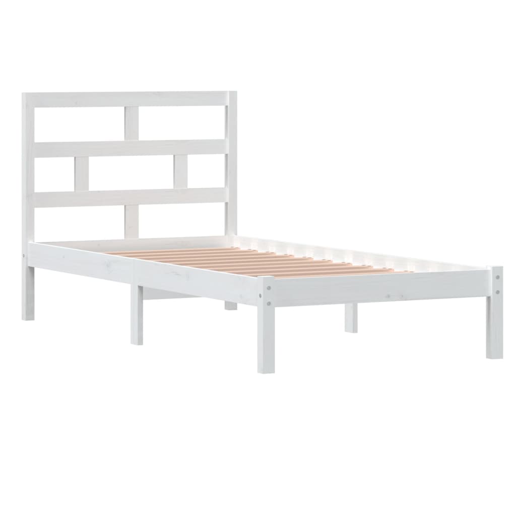 Estrutura de cama solteiro 90x190 cm madeira maciça branco