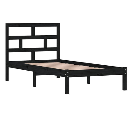 Estrutura de cama solteiro 90x190 cm madeira maciça preto