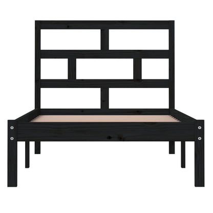 Estrutura de cama solteiro 90x190 cm madeira maciça preto