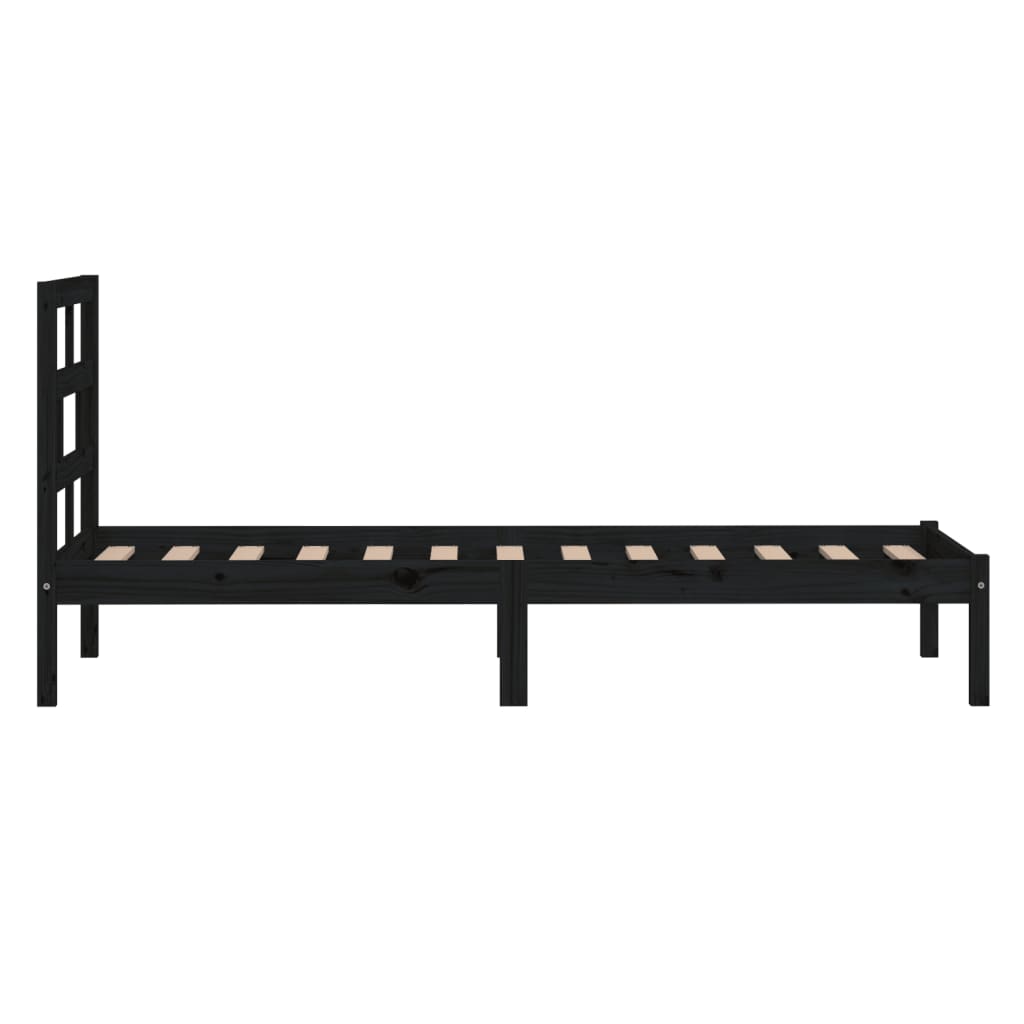 Estrutura de cama solteiro 90x190 cm madeira maciça preto