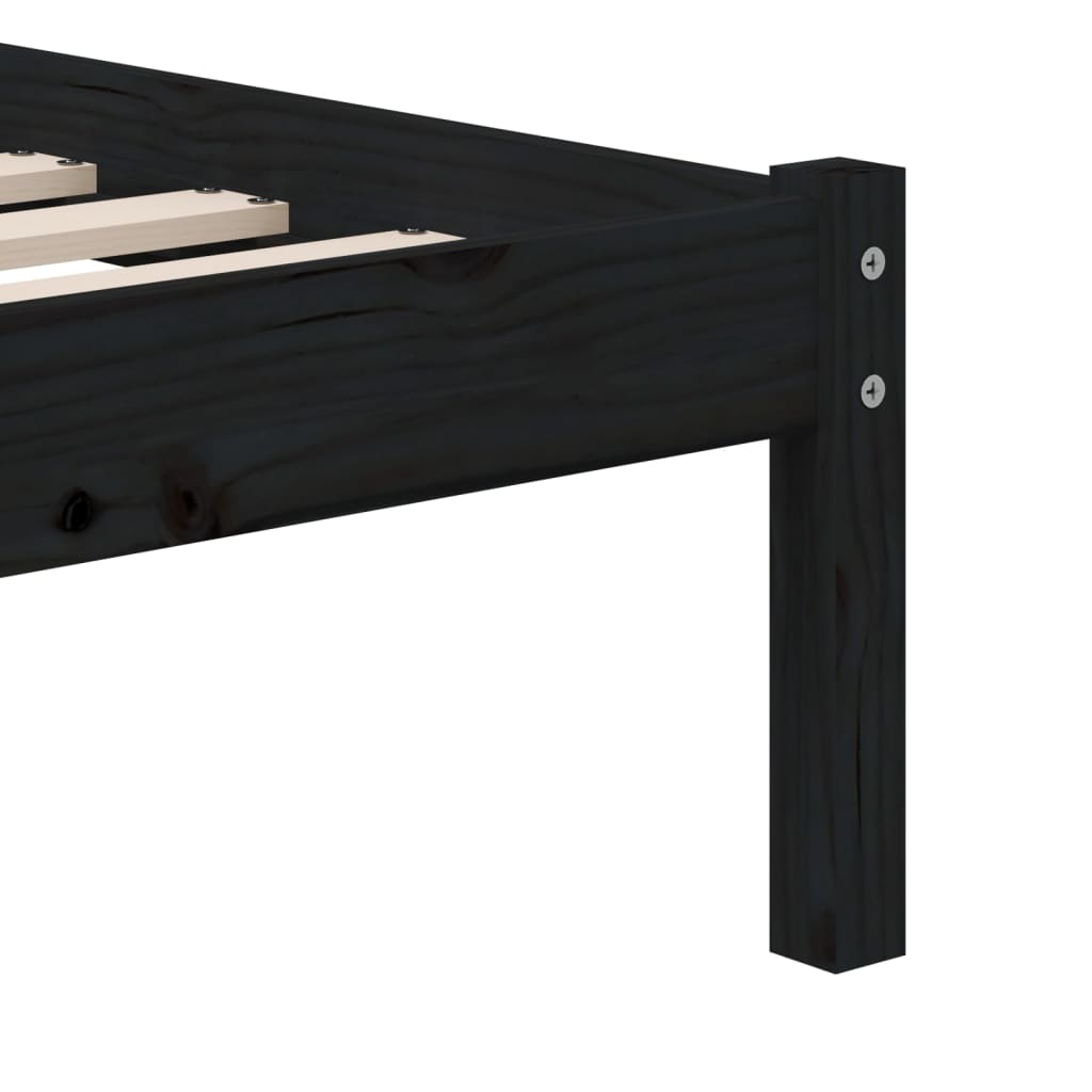 Estrutura de cama solteiro 90x190 cm madeira maciça preto