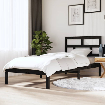 Estrutura de cama solteiro 90x190 cm madeira maciça preto