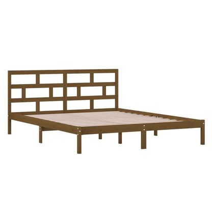 Estrutura cama pequena de casal 120x190 cm madeira castanho-mel