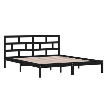 Estrutura cama pequena casal 120x190 cm pinho maciço preto