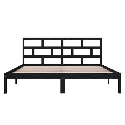 Estrutura cama pequena casal 120x190 cm pinho maciço preto