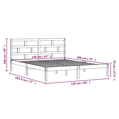 Estrutura cama pequena casal 120x190 cm pinho maciço preto