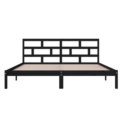 Estrutura de cama casal 135x190 cm madeira maciça preto