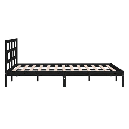 Estrutura de cama casal 135x190 cm madeira maciça preto