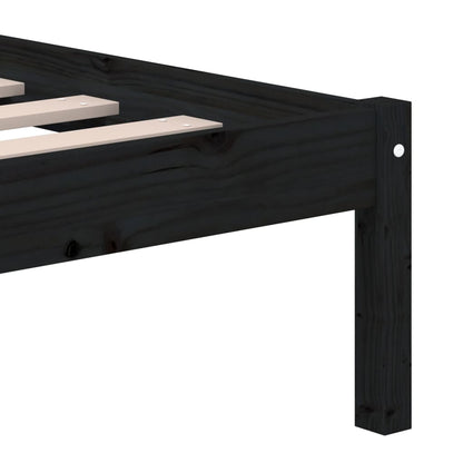 Estrutura de cama casal 135x190 cm madeira maciça preto