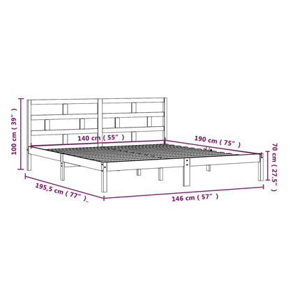 Estrutura de cama 140x190 cm pinho maciço