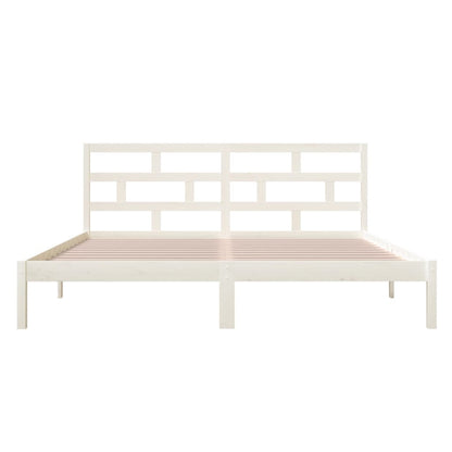 Estrutura de cama 140x190 cm madeira de pinho maciça branco