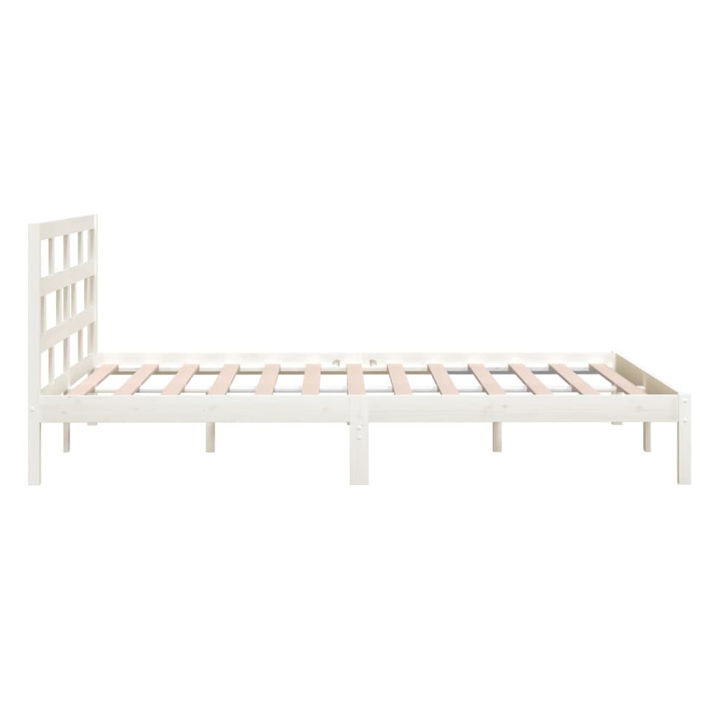 Estrutura de cama 140x190 cm madeira de pinho maciça branco