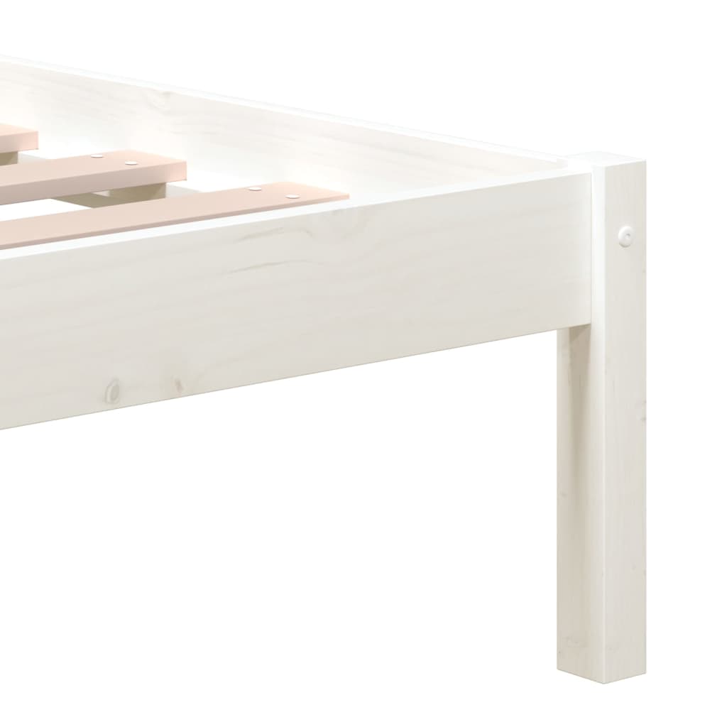 Estrutura de cama 140x190 cm madeira de pinho maciça branco