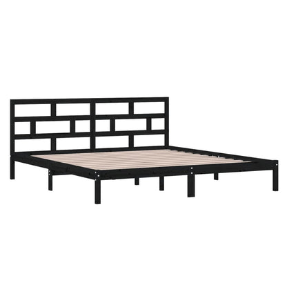 Estrutura de cama 140x190 cm madeira de pinho maciça preto