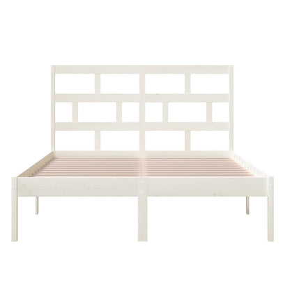 Estrutura de cama king 150x200 cm madeira maciça branco