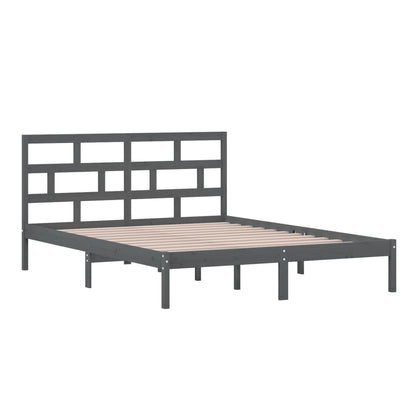 Estrutura de cama king 150x200 cm madeira maciça cinzento