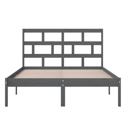 Estrutura de cama king 150x200 cm madeira maciça cinzento