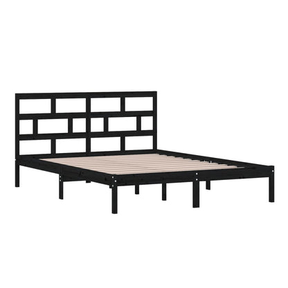 Estrutura de cama king 150x200 cm madeira maciça preto