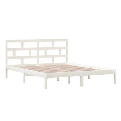 Estrutura de cama 160x200 cm madeira de pinho maciça branco