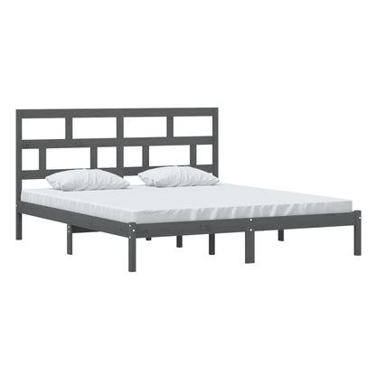 Estrutura de cama super king 180x200 cm madeira maciça cinza