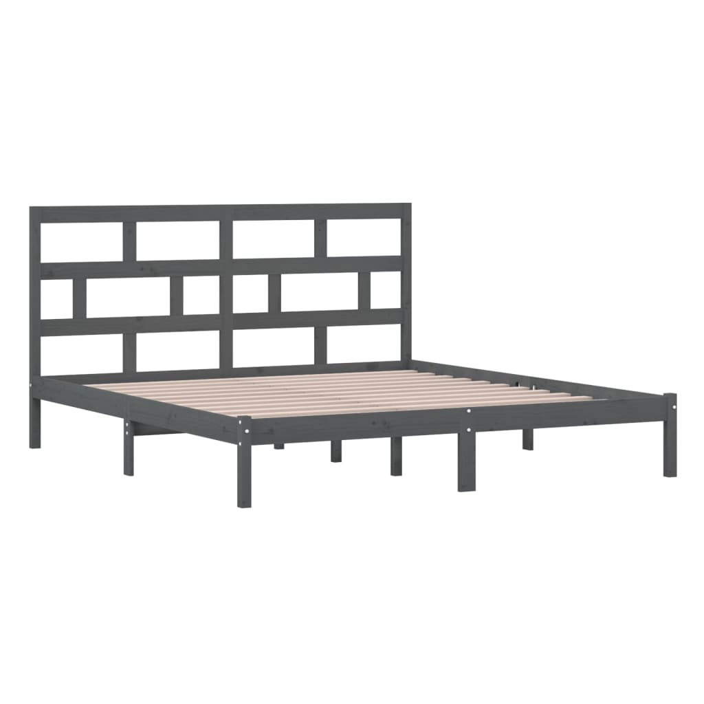 Estrutura de cama super king 180x200 cm madeira maciça cinza