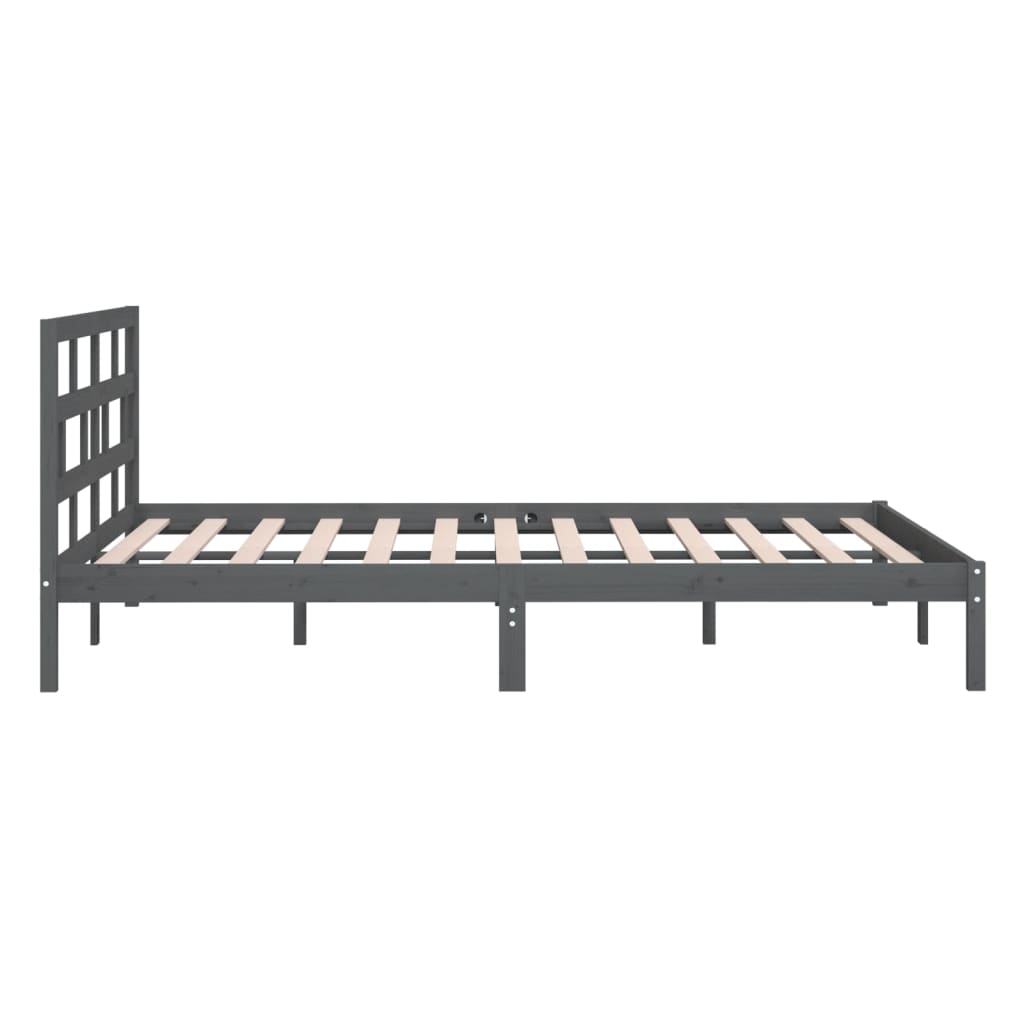 Estrutura de cama super king 180x200 cm madeira maciça cinza